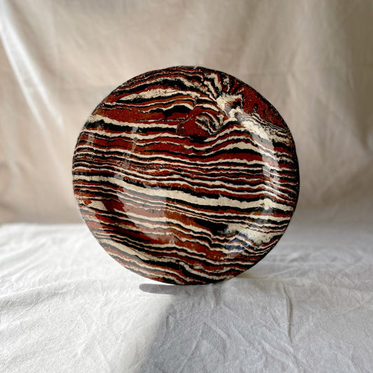 handmade ceramics, marbled plate, frontal