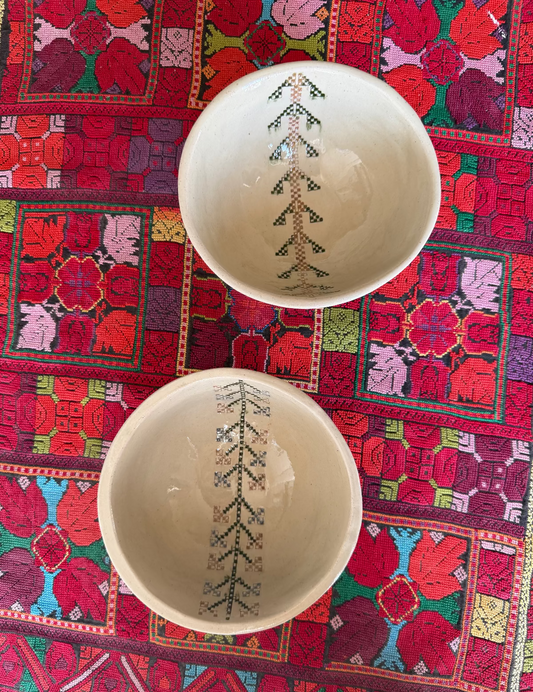 A Set of 2 Tatreez Bowls (Palm Tree & Tree of Love)