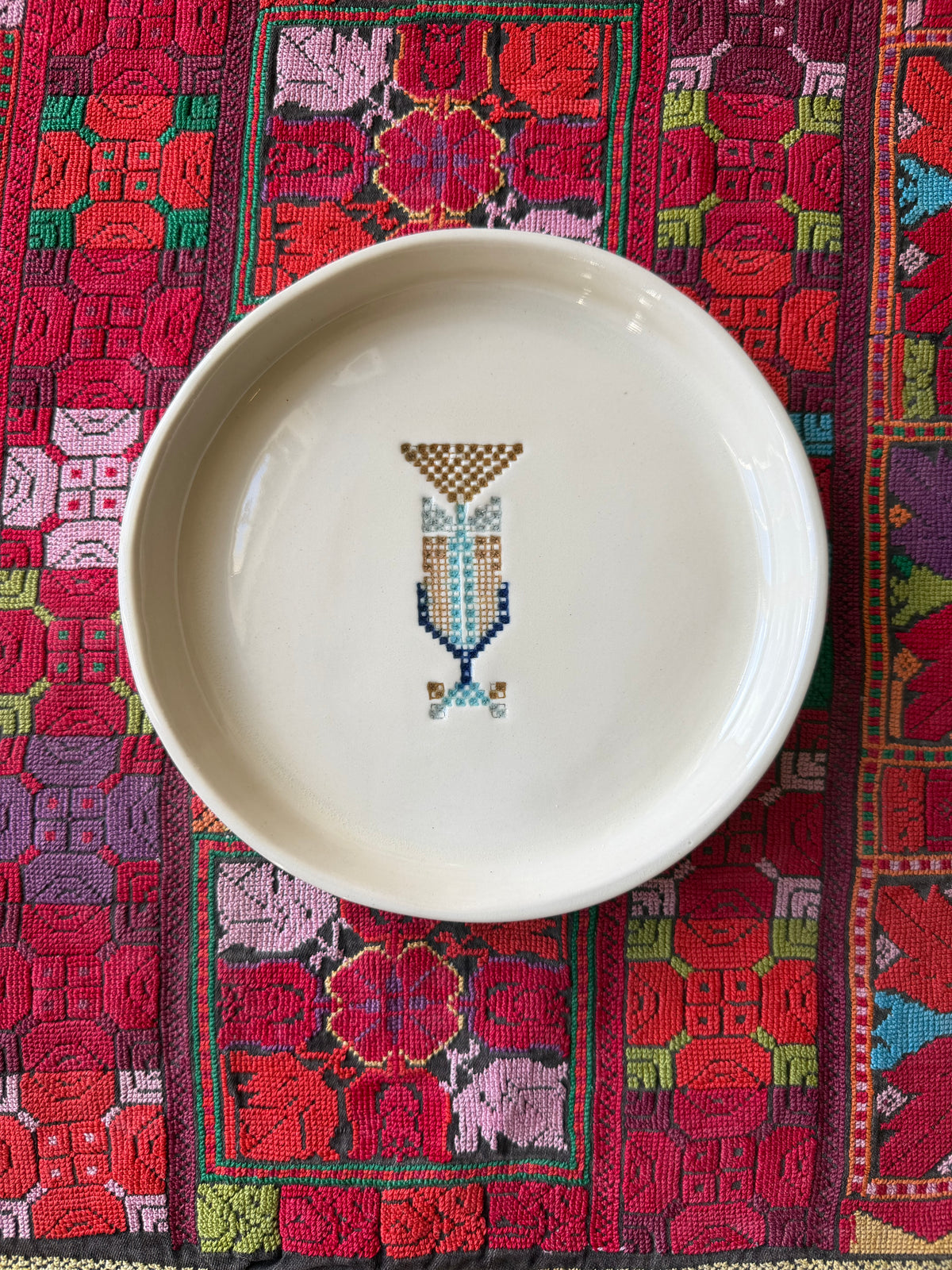 Sarwa / Cypress Tree — Hebron &  Gaza Side Plate in Beige Stoneware