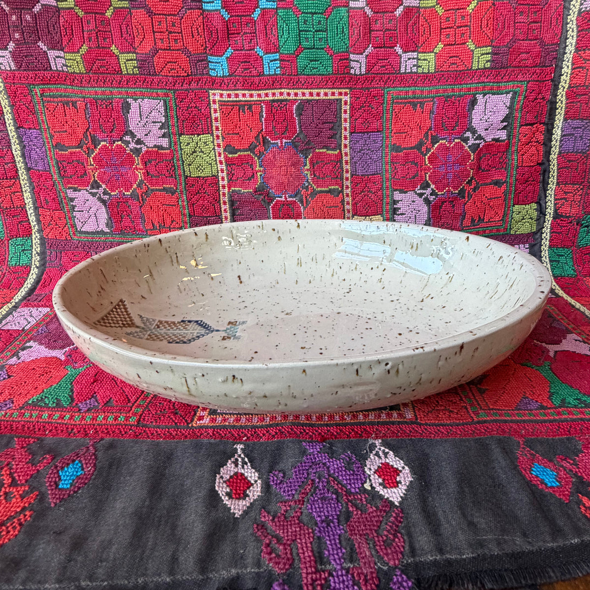 Sarwa / Cypress Tree — Hebron & Gaza Speckled Oval Platter (Large)