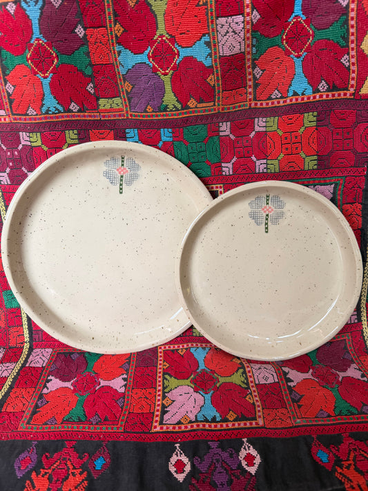 Speckled Hebron Rose Set of 2 Plates (Dinner + Side)