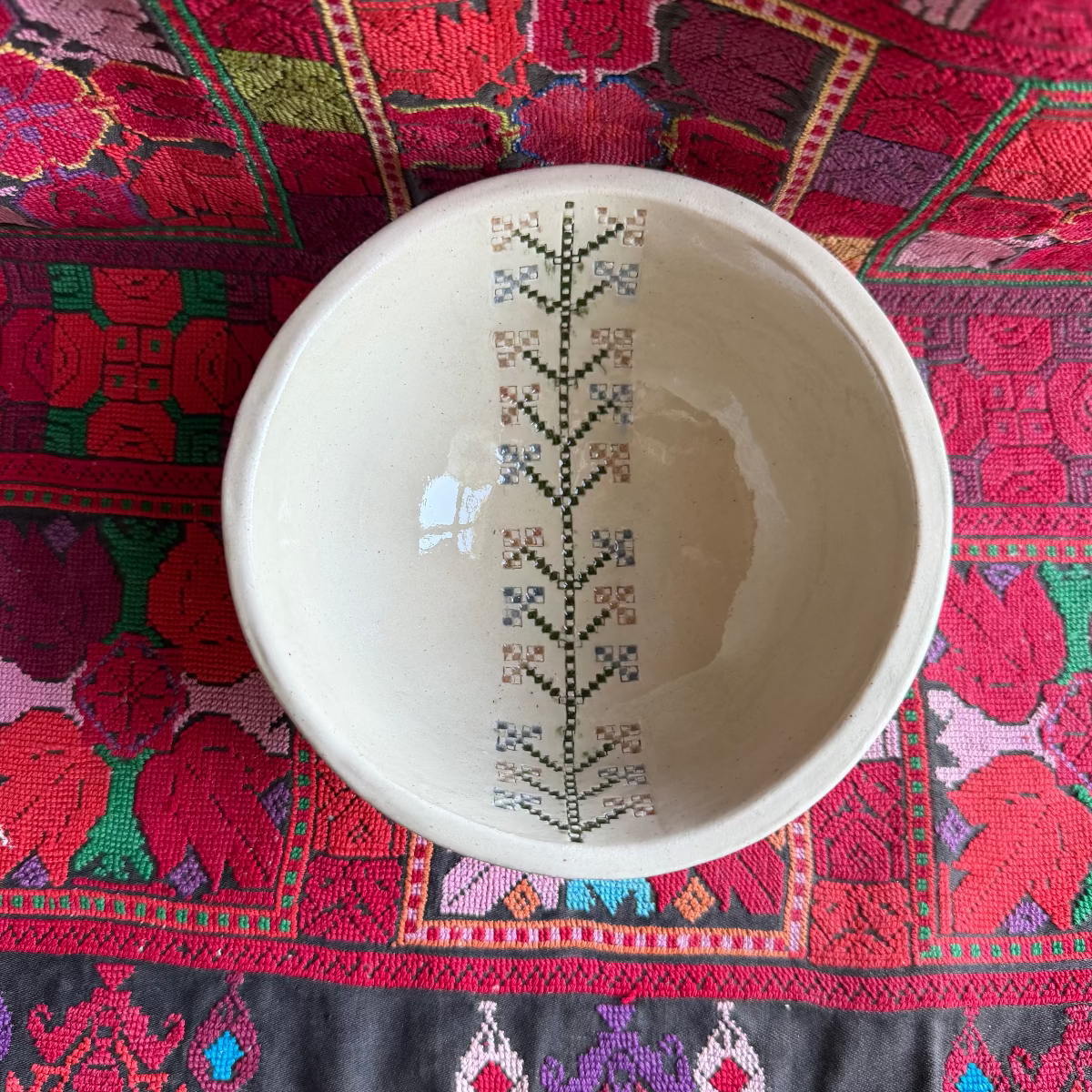 A Set of 2 Tatreez Bowls (Palm Tree & Tree of Love)