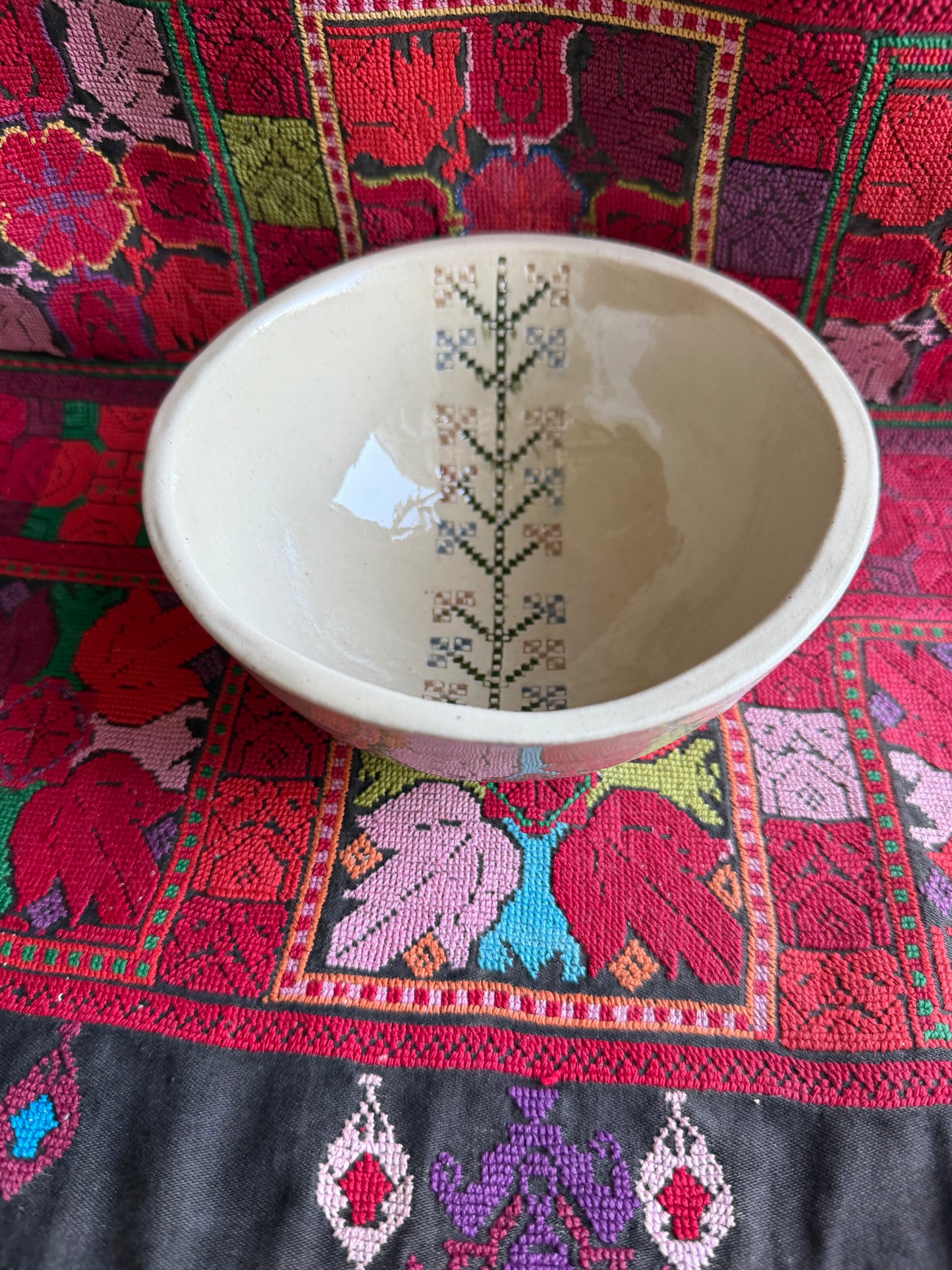 A Set of 2 Tatreez Bowls (Palm Tree & Tree of Love)