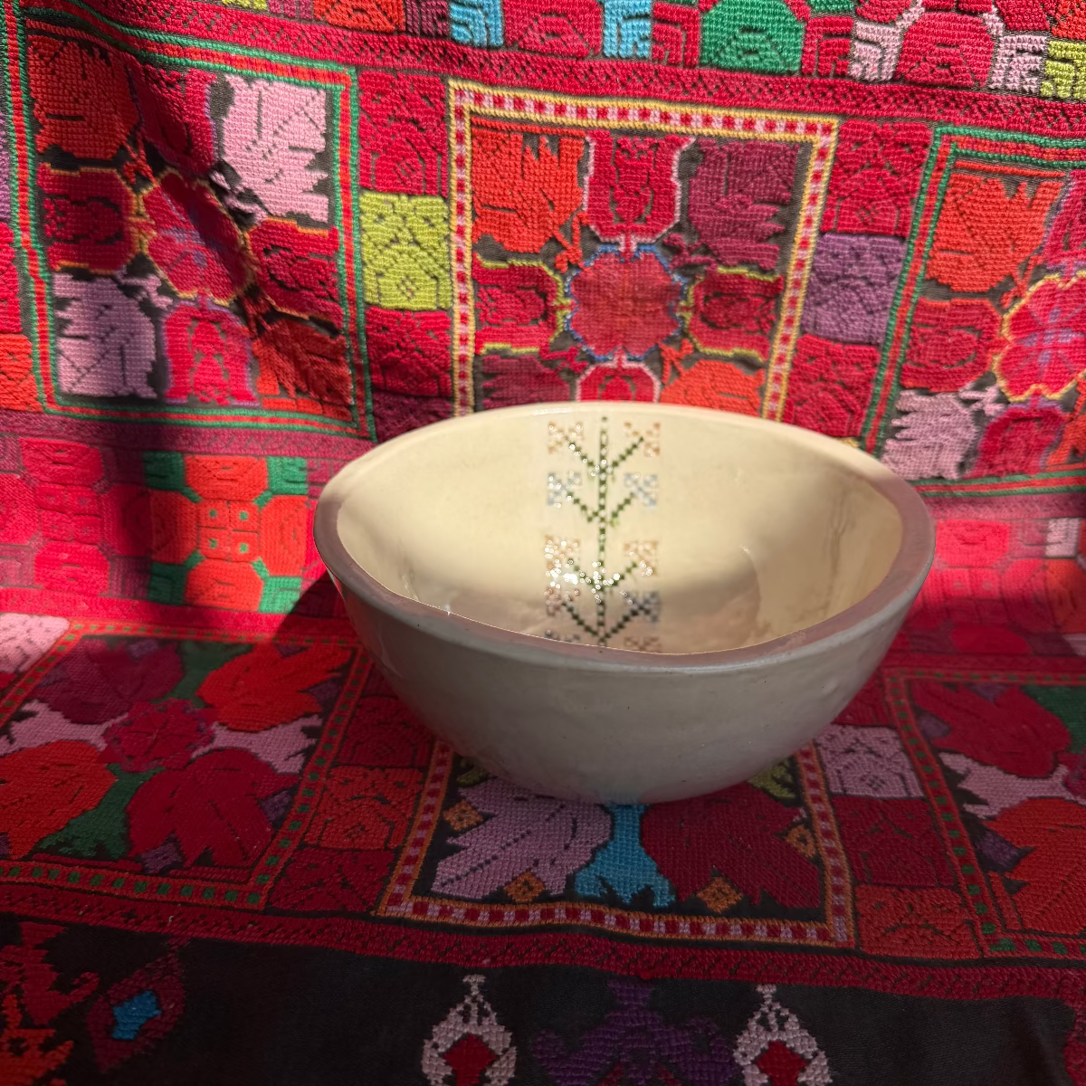 A Set of 2 Tatreez Bowls (Palm Tree & Tree of Love)